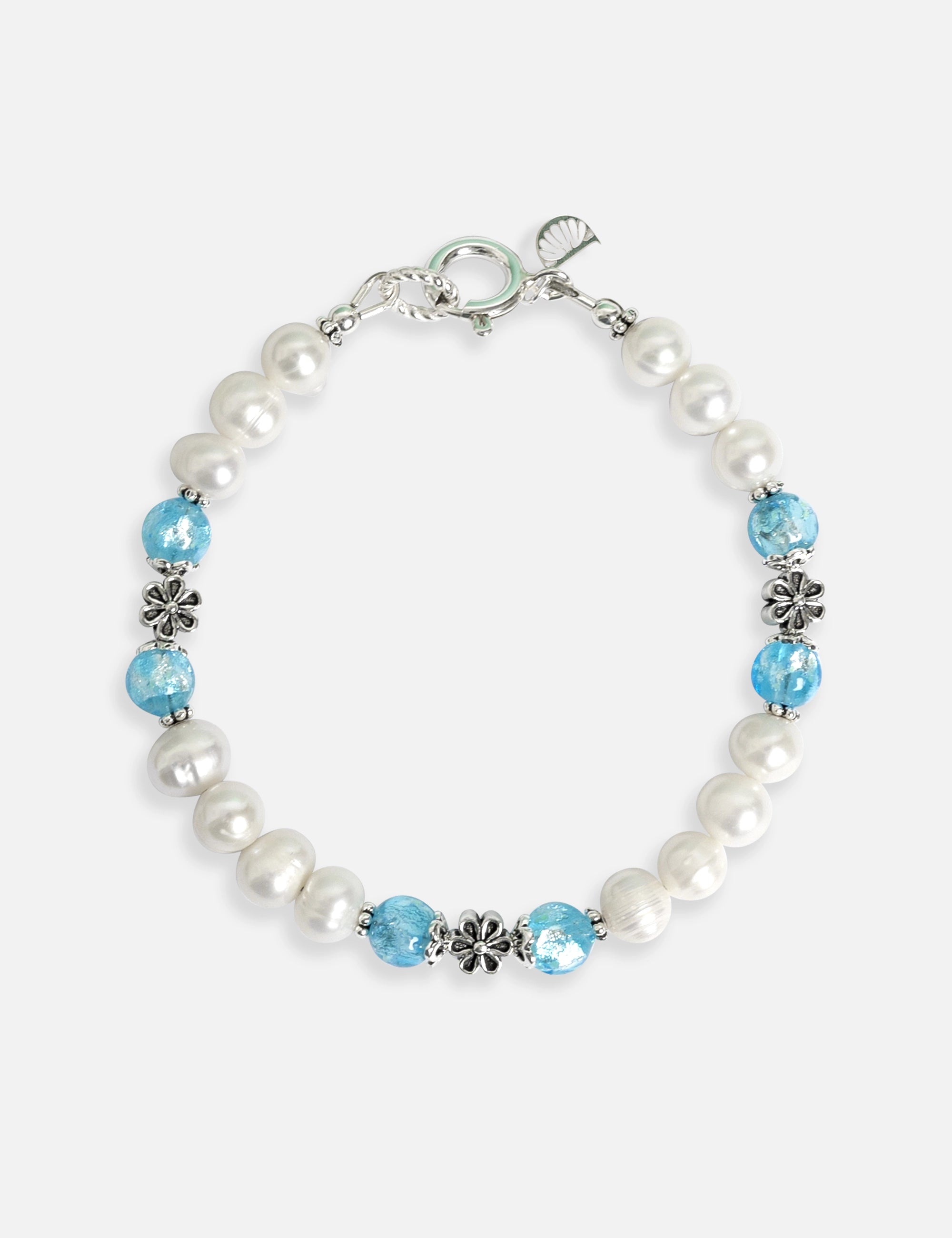 bracelet perles de culture phosphorescent bleu