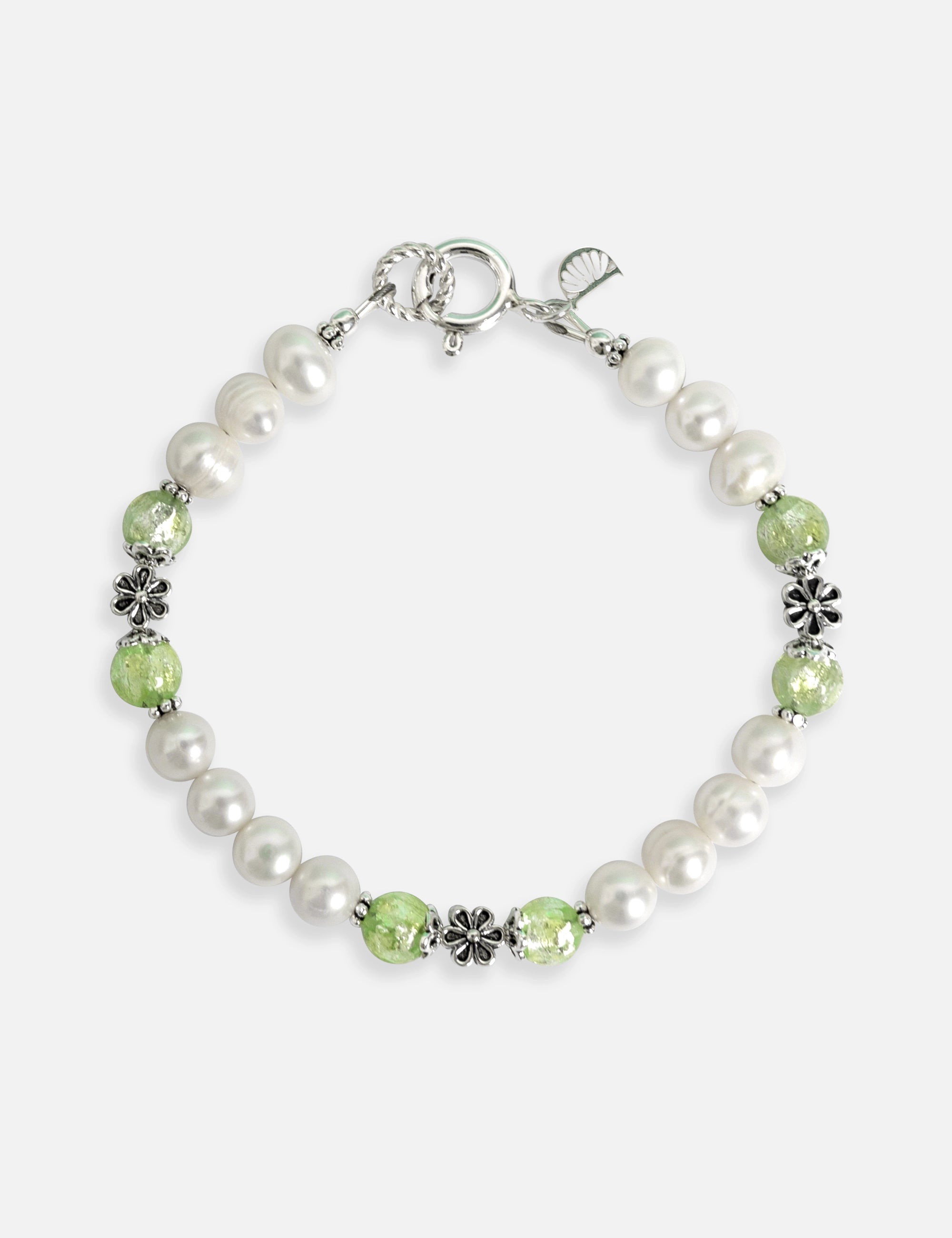 bracelet perles de culture phosphorescent vert