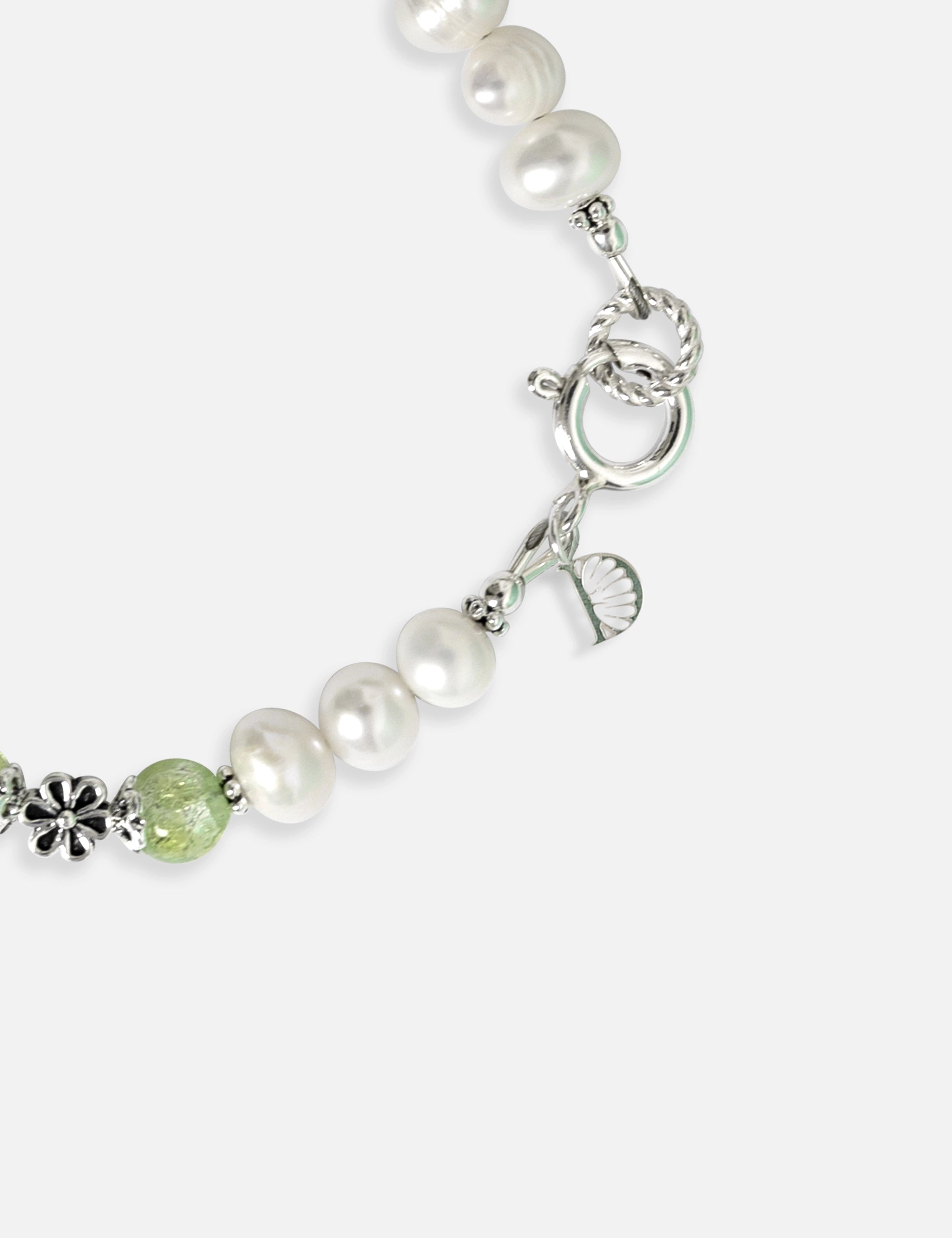 bracelet perles de culture phosphorescent vert