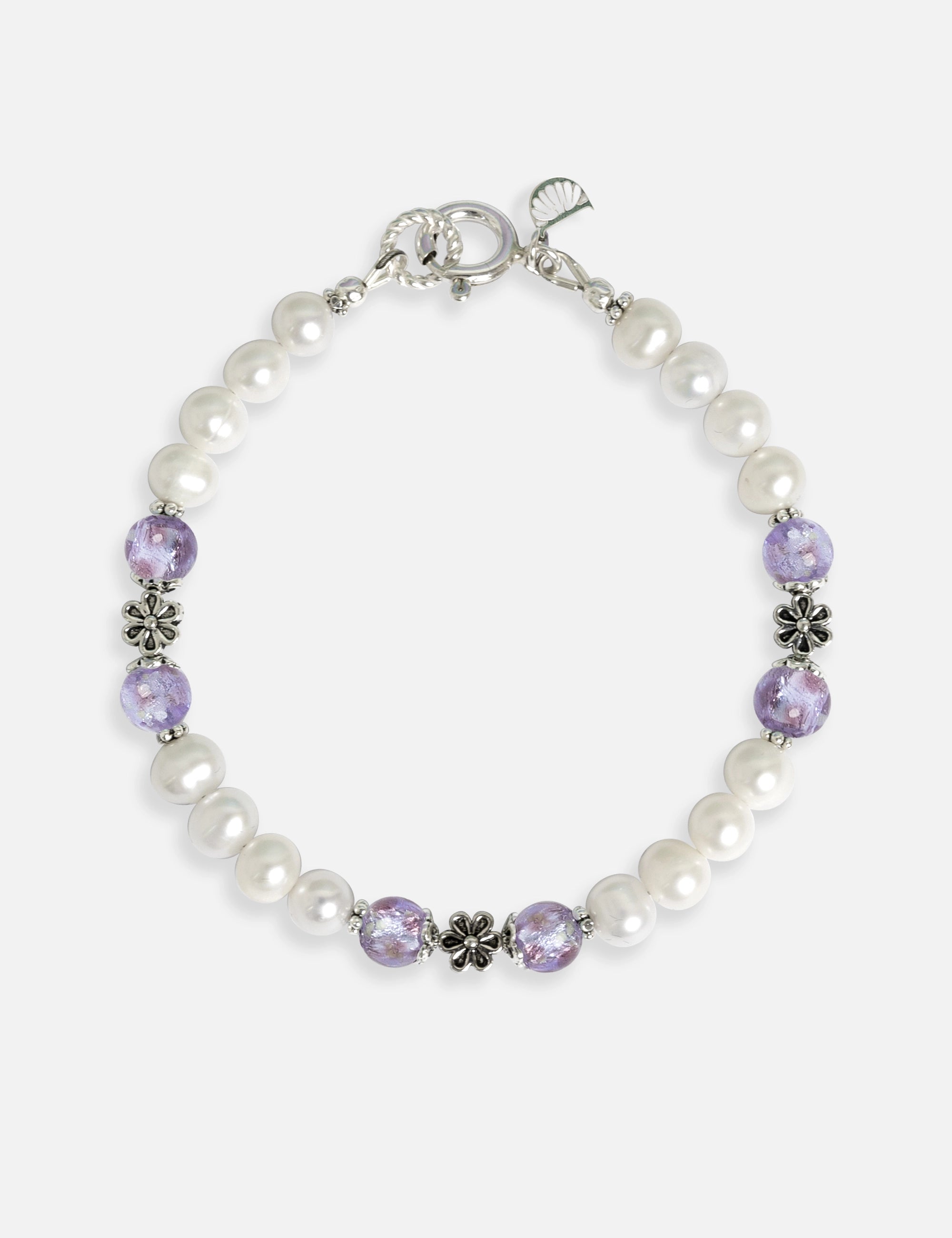 Bracelet perles de culture phosphorescent violet