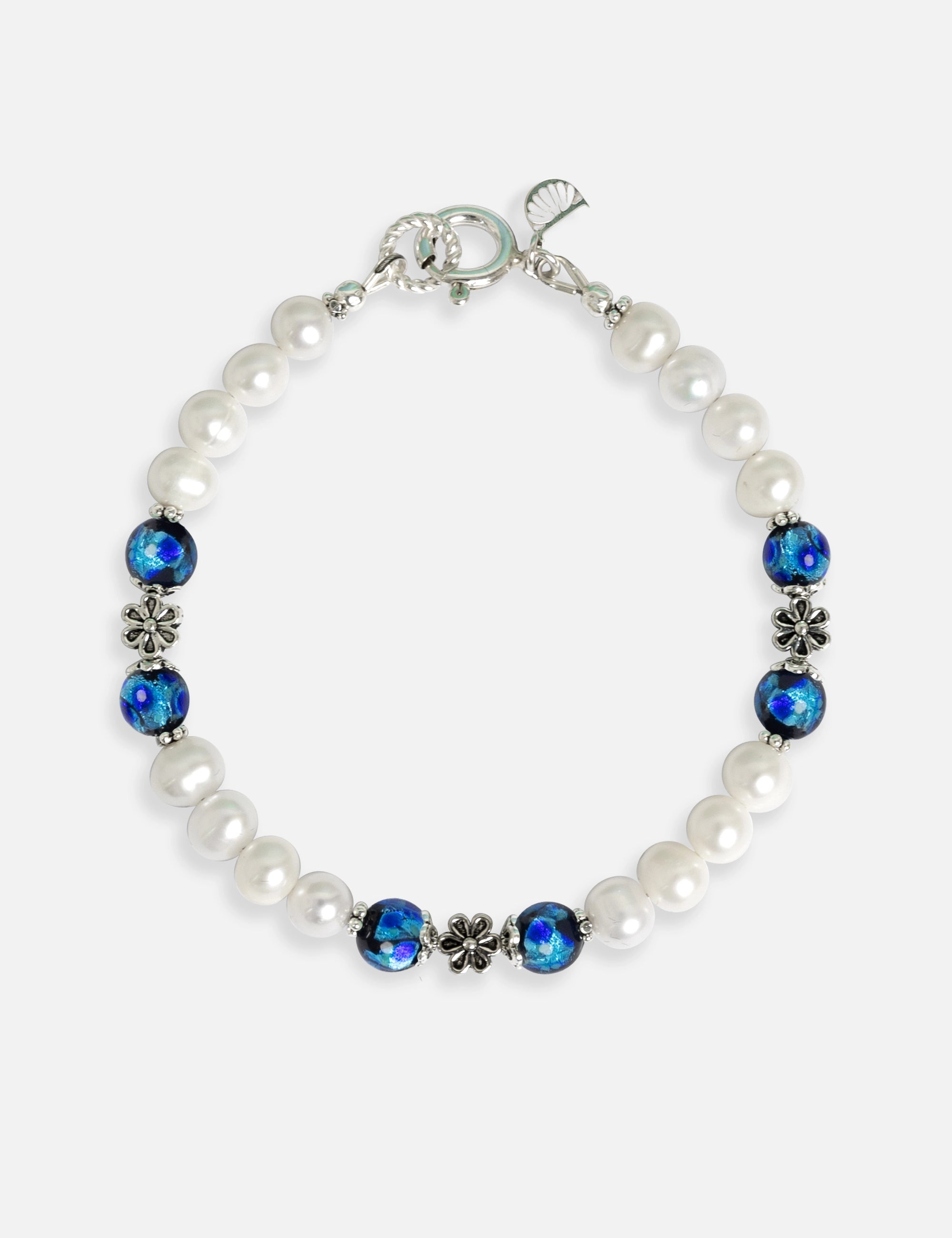 Bracelet perles de culture phosphorescent bleu