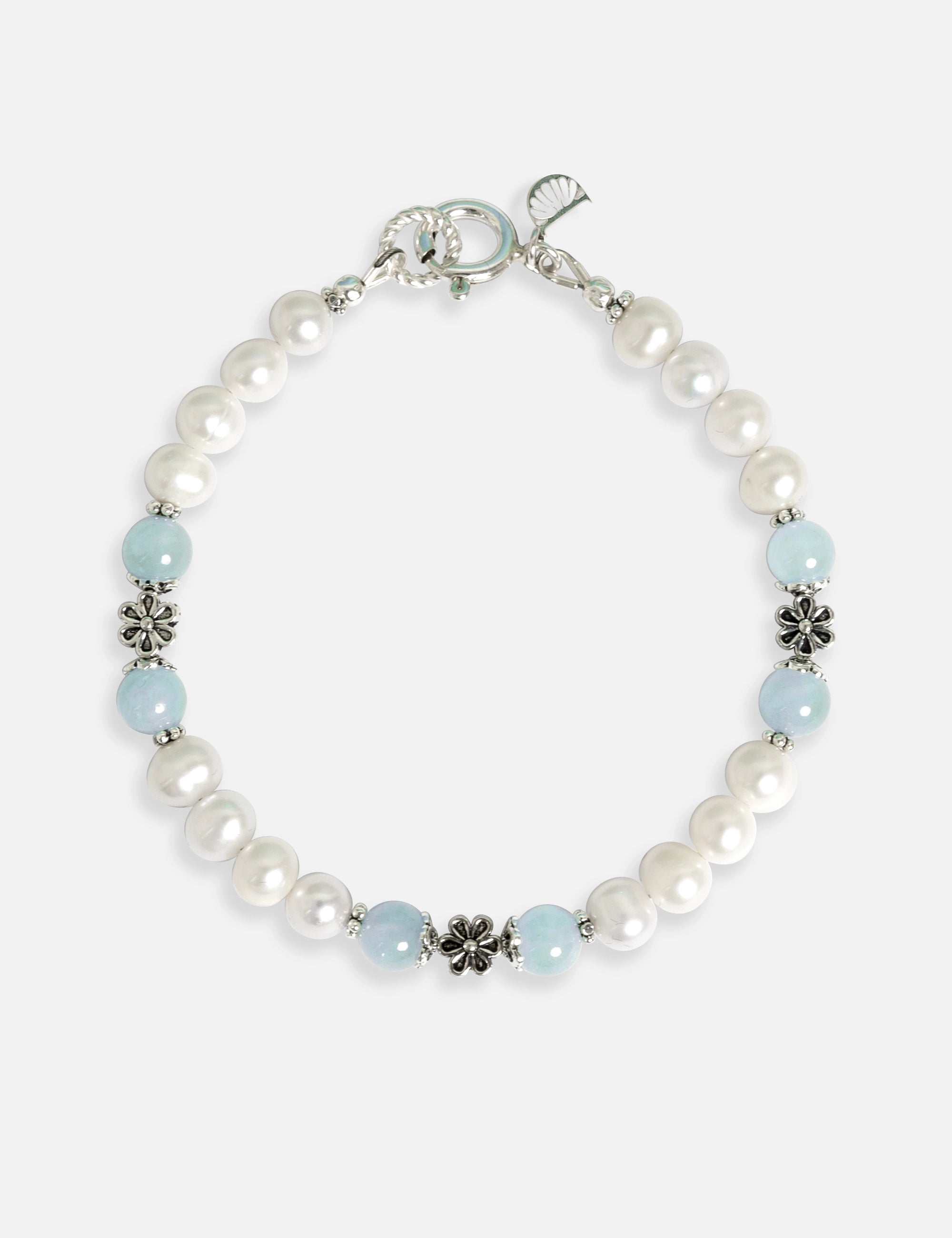 Bracelet perles de culture bleu