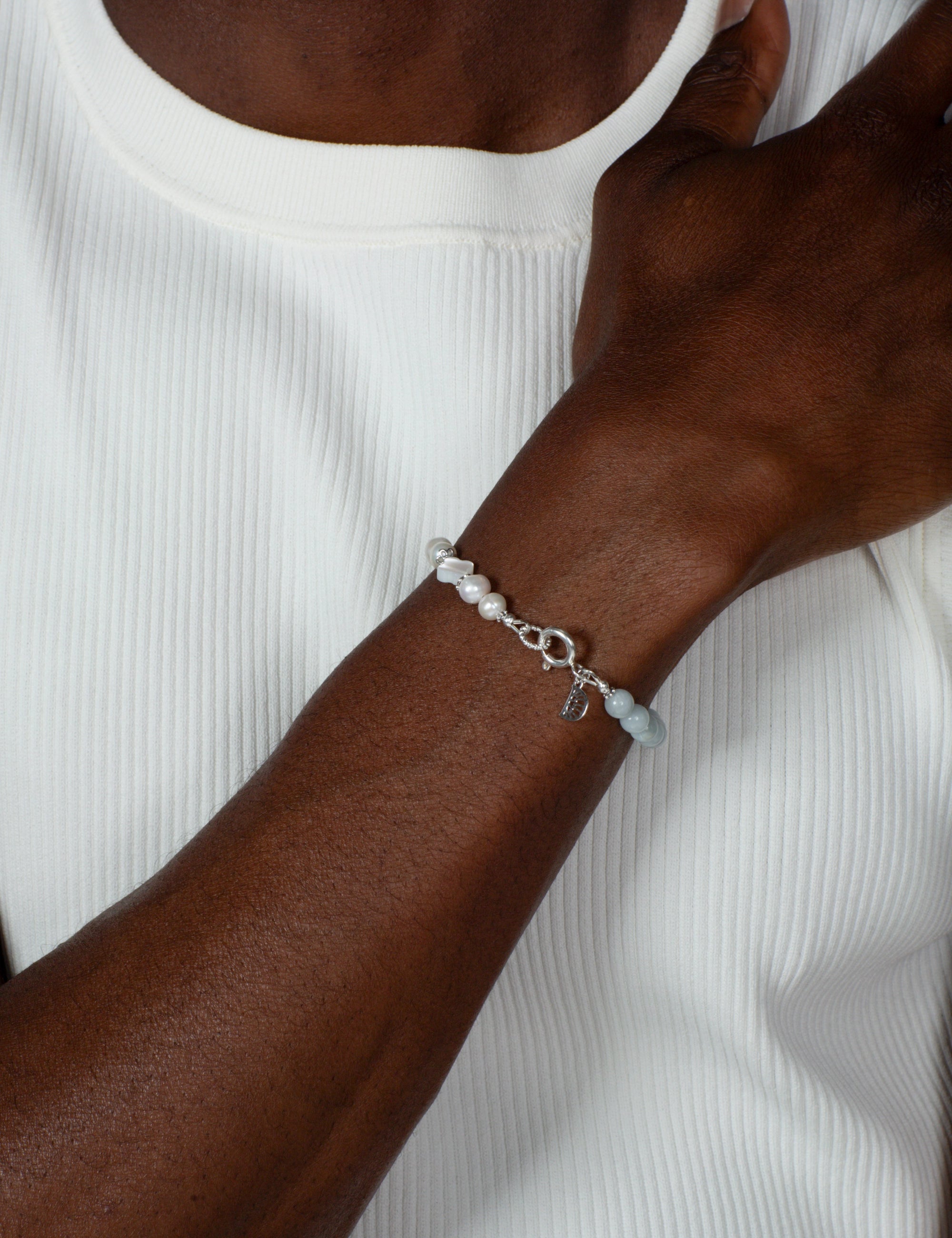 Bracelet perles de culture aigue-marine