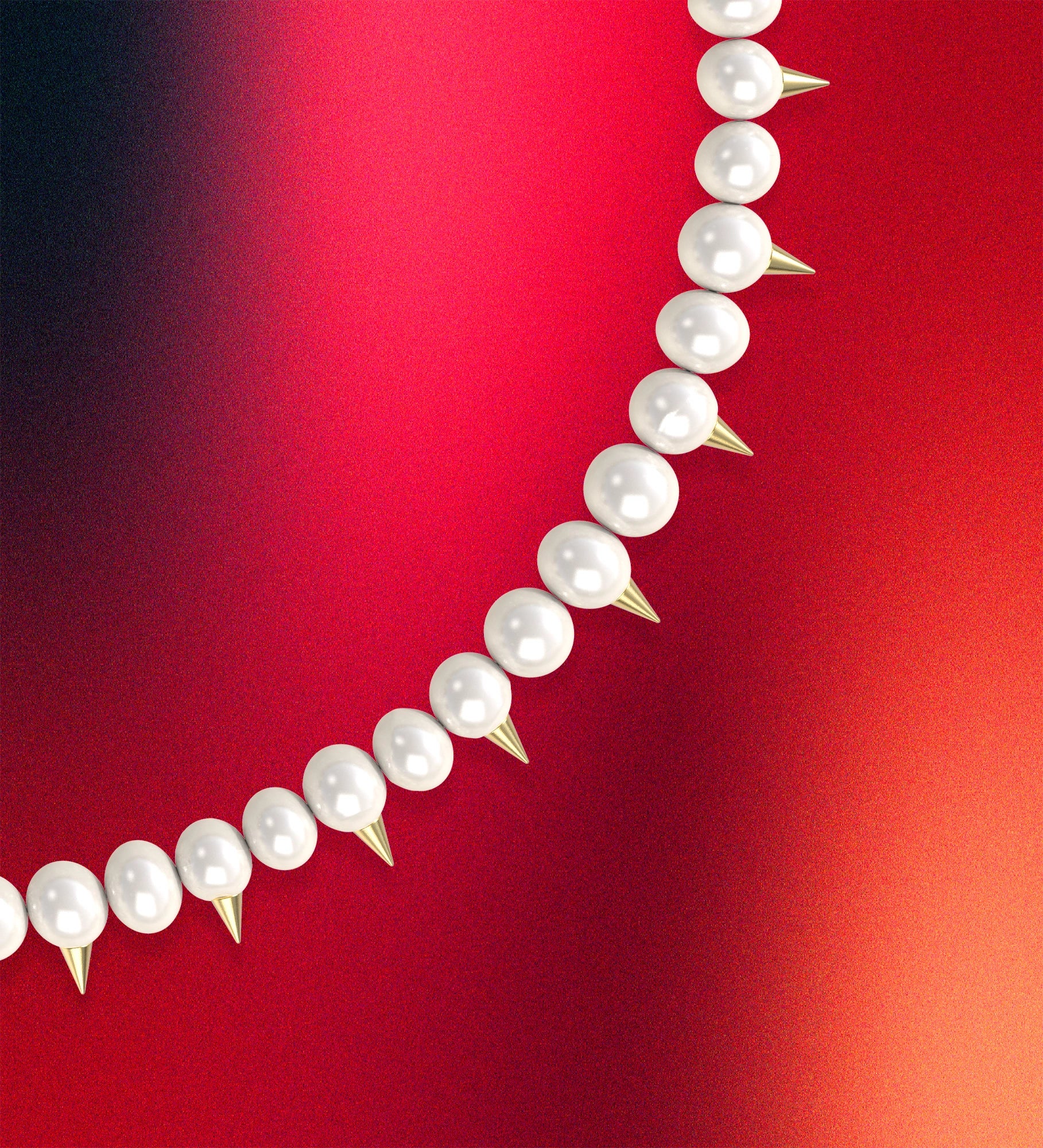 collier perles de culture pics dorés