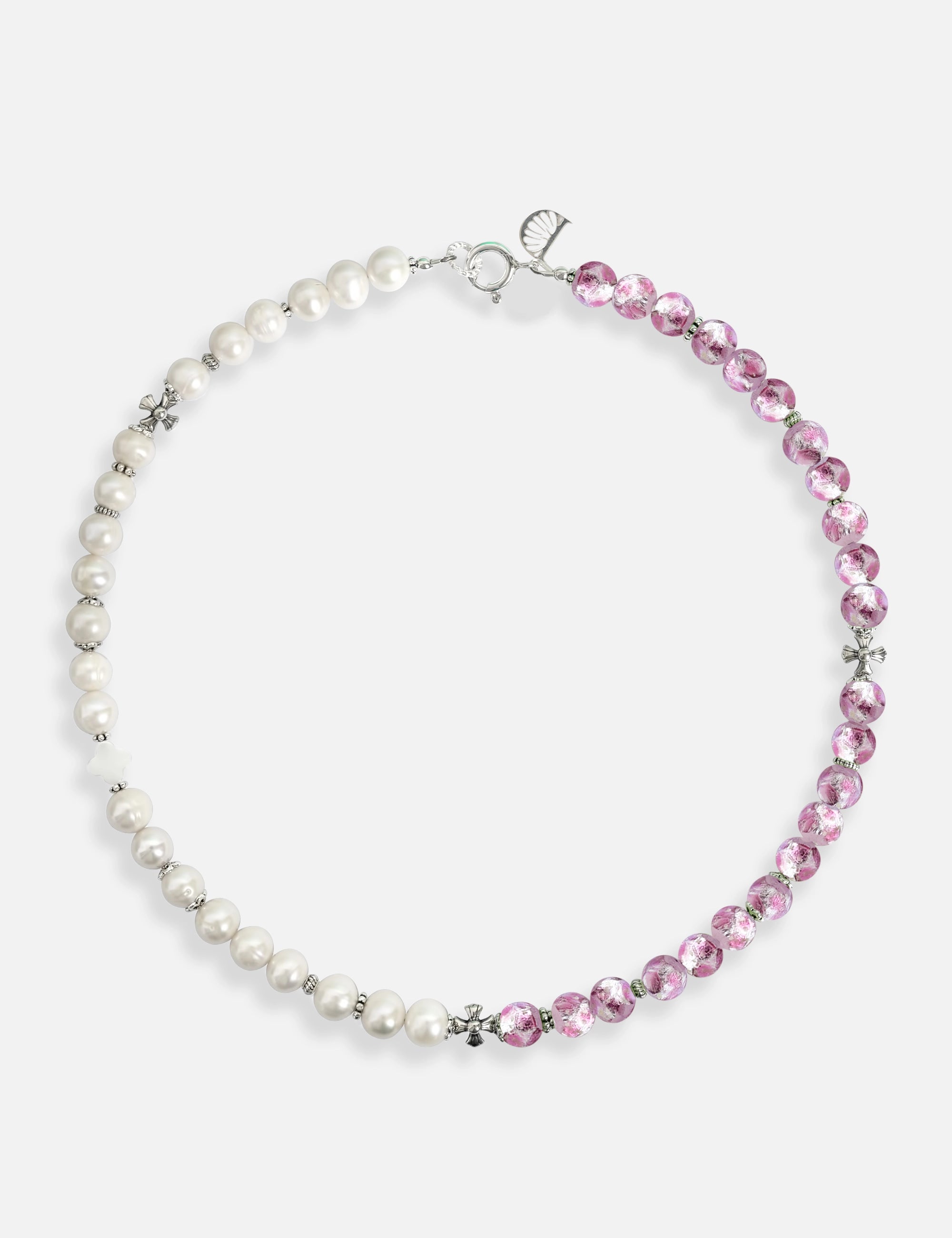 Collier perles de culture rose phosphorescent