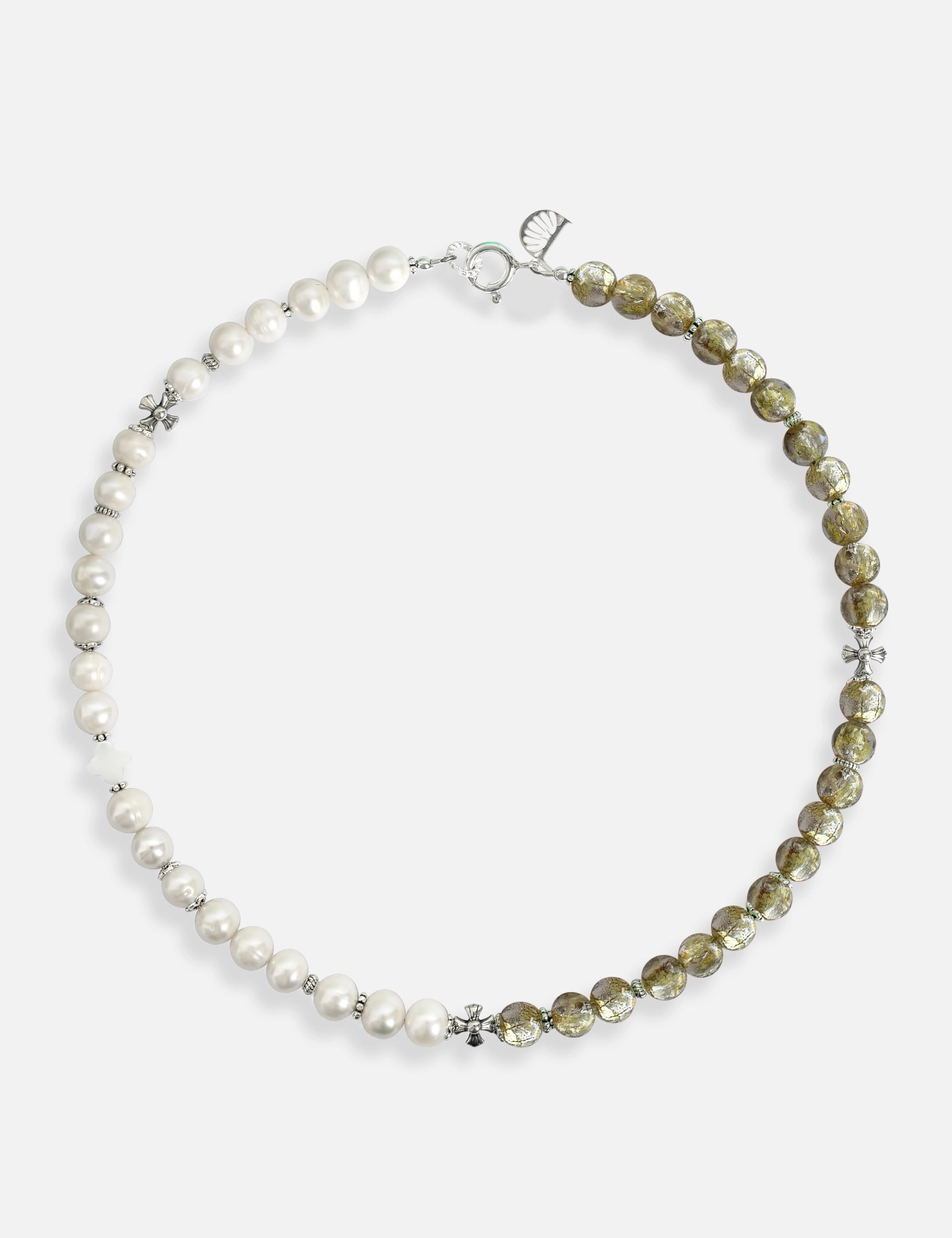 Collier perles de culture kaki phosphorescent