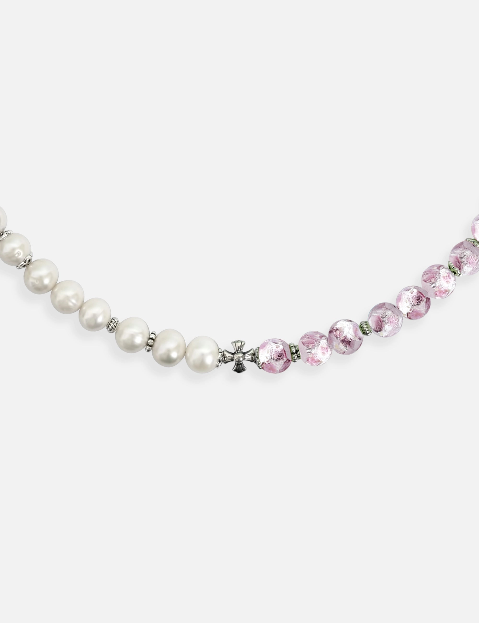 collier perles culture phosphorescent argent rose