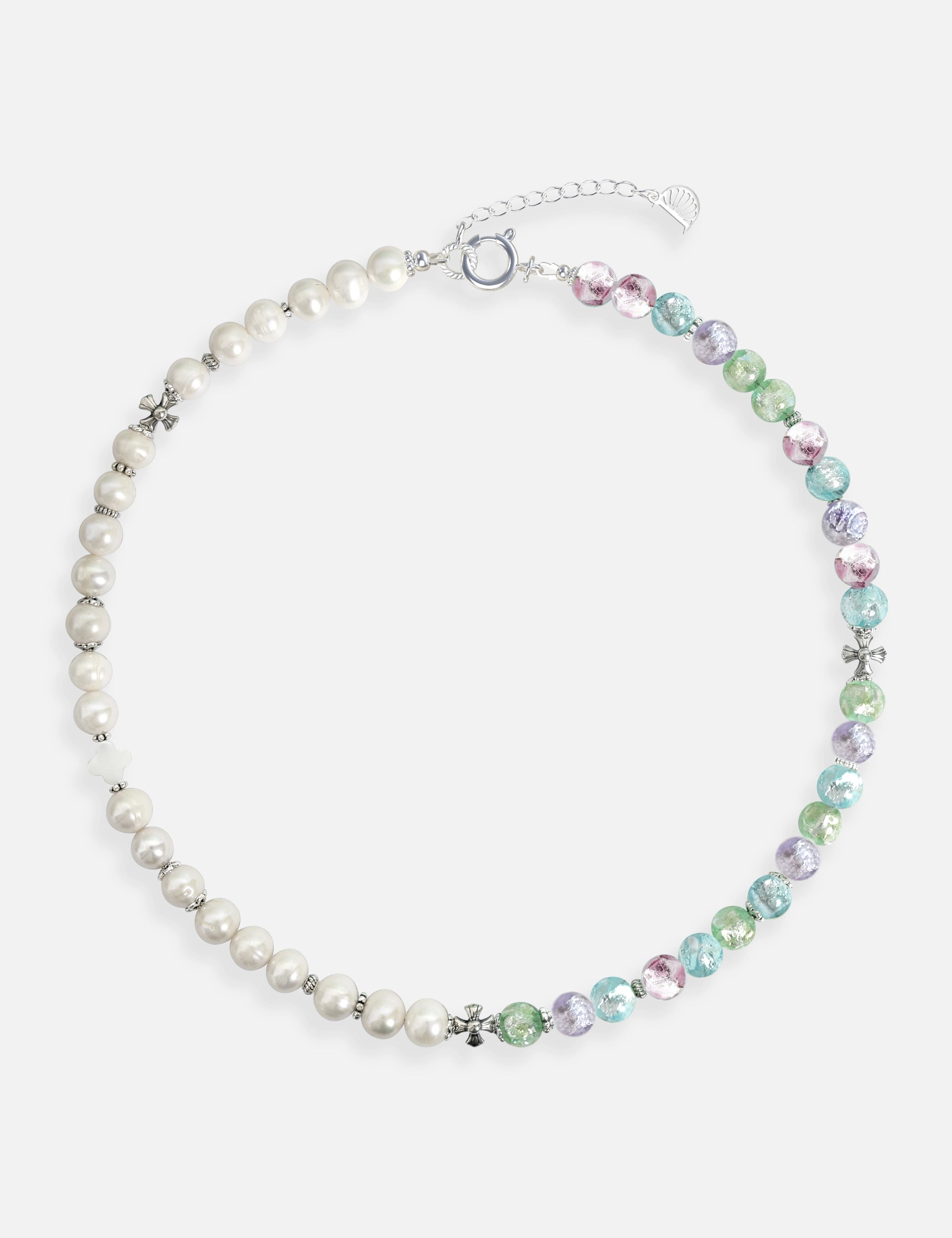 collier perles culture phosphorescent argent multicolore