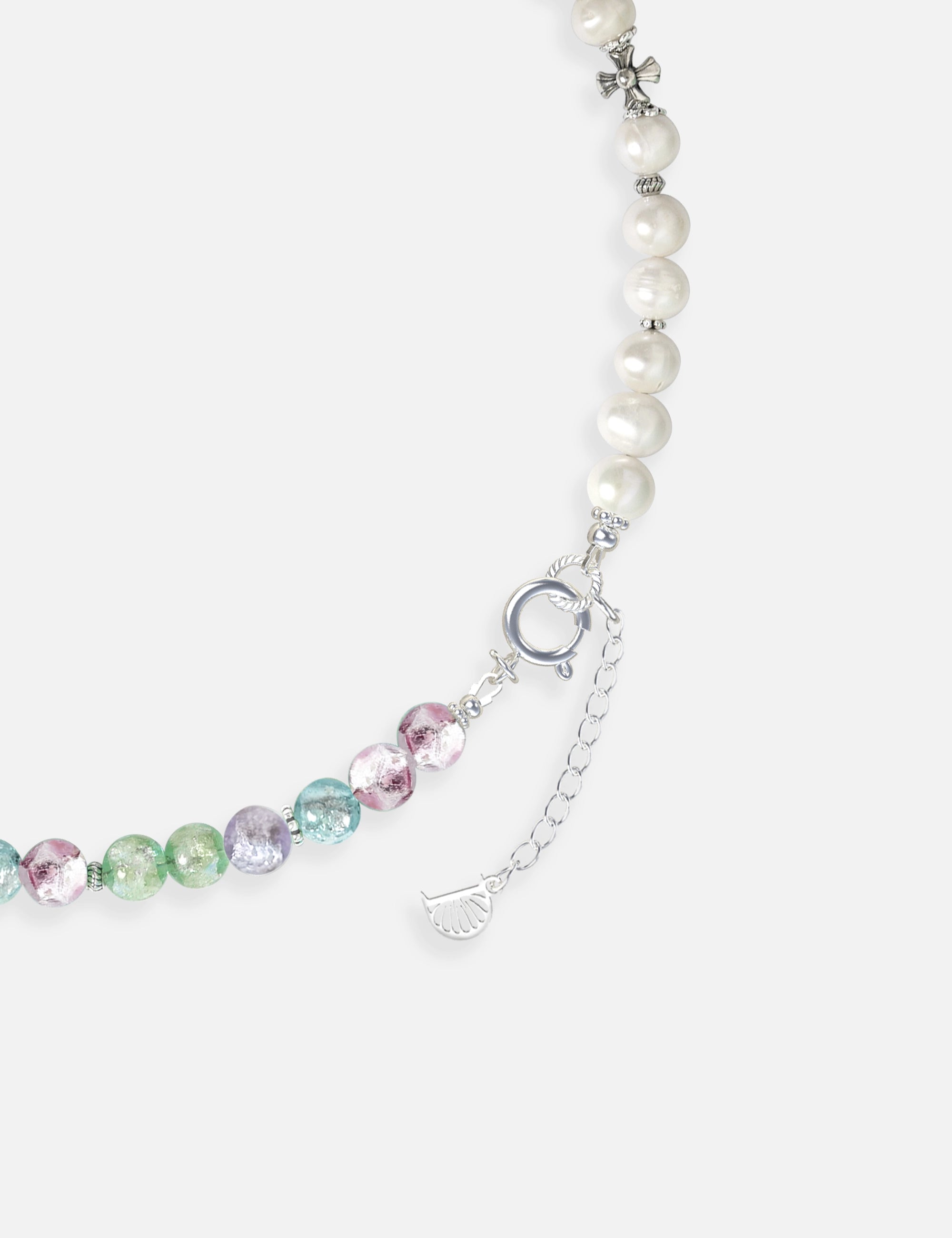 collier perles culture phosphorescent argent multicolore