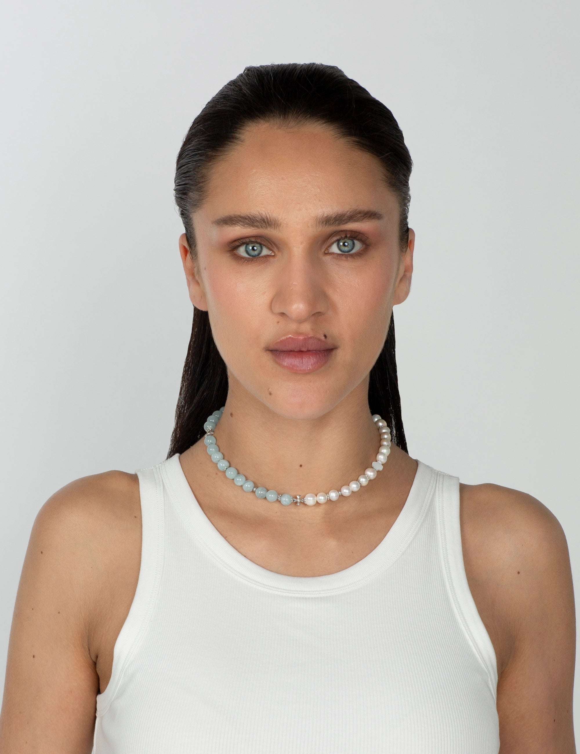 Collier perles de culture aigue-marine