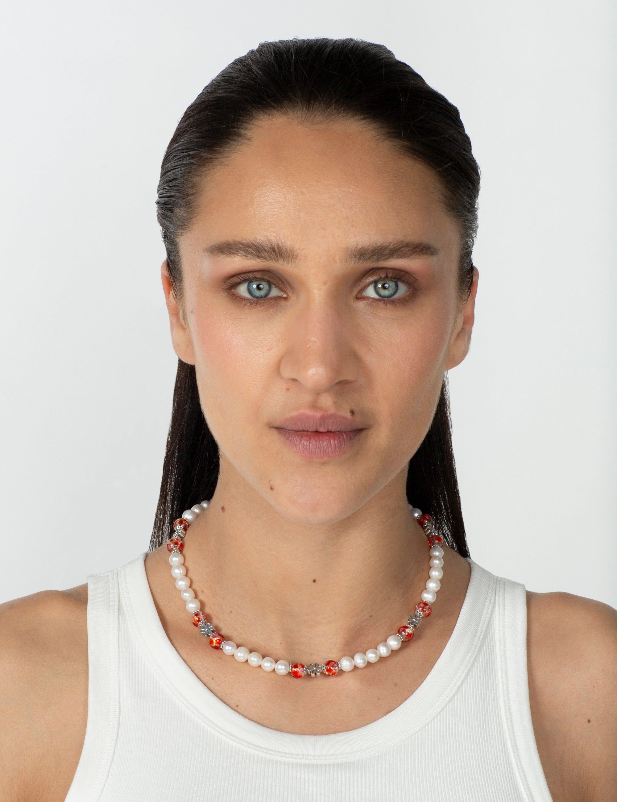 Collier perles culture corail phosphorescent