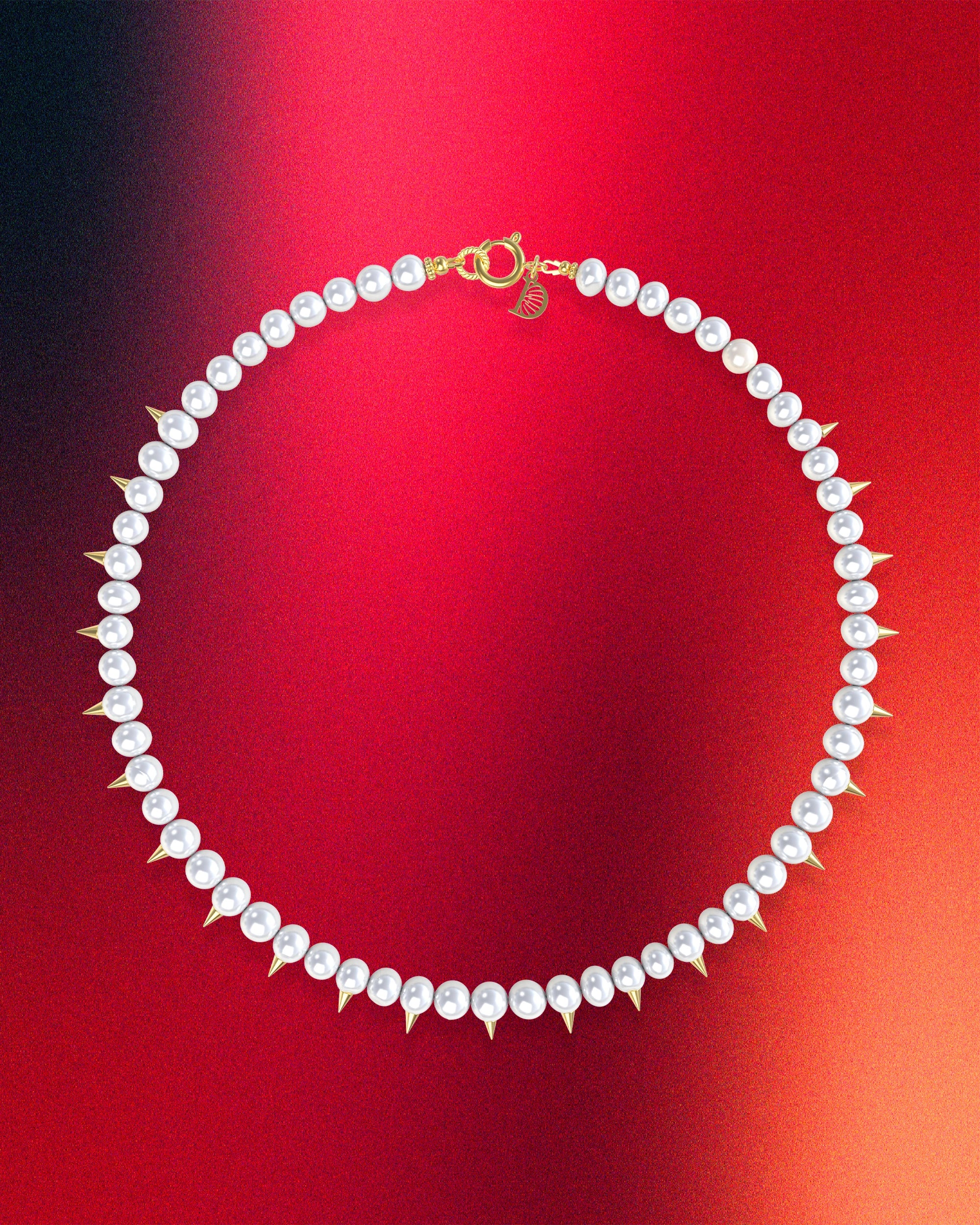 collier perles de culture pics dorés