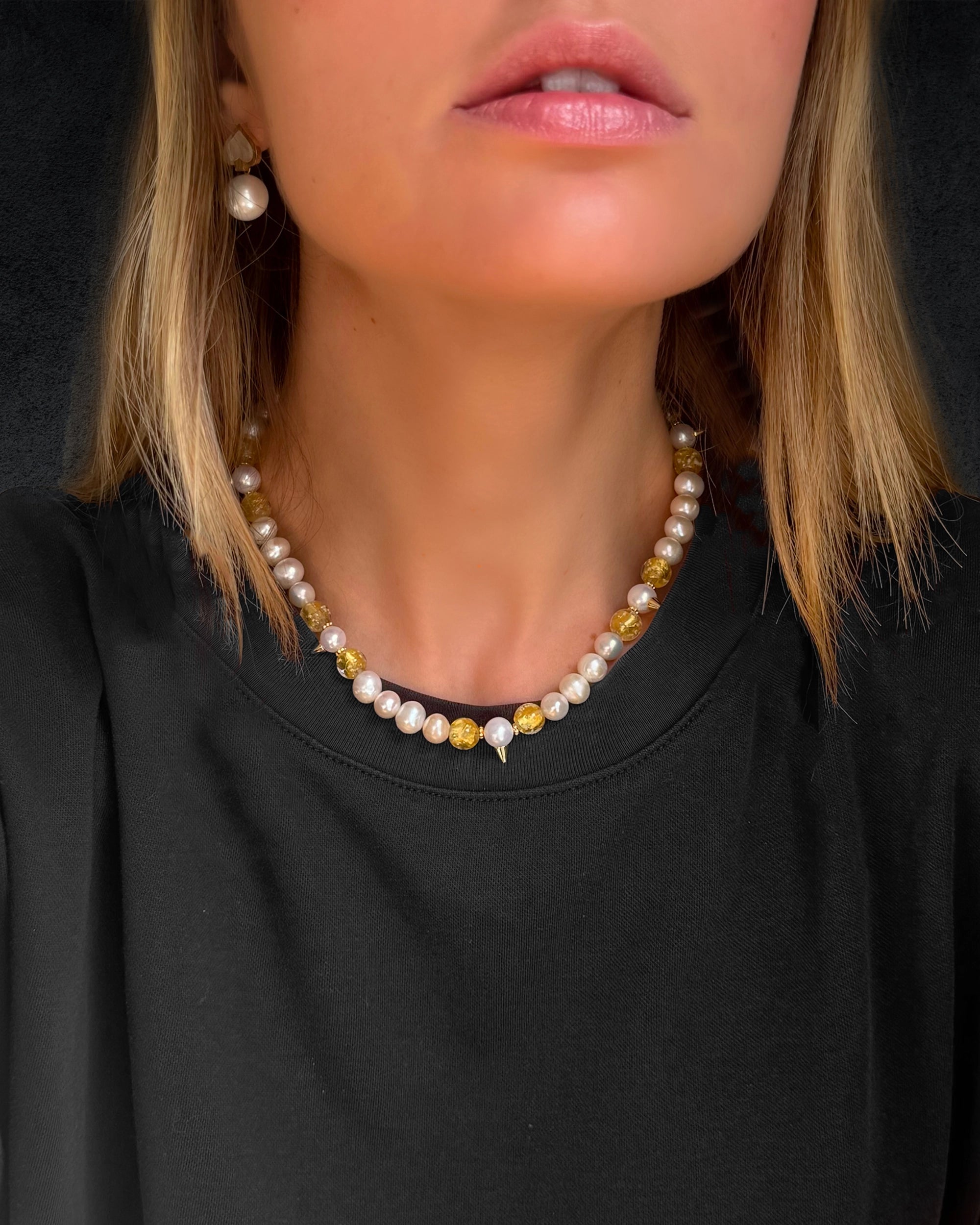 collier phosphorescent perles or