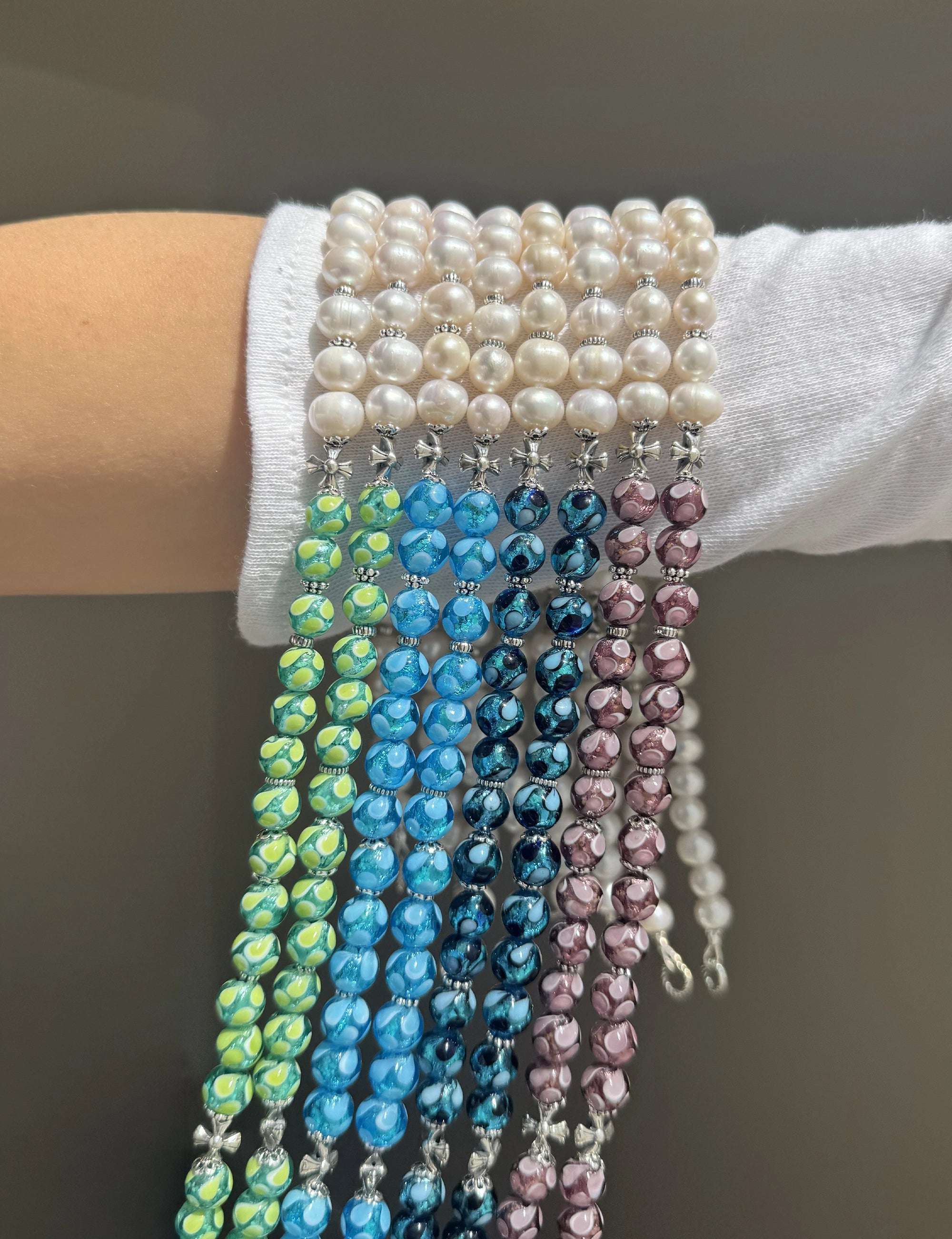 bracelet perles culture bleu phosphorescent